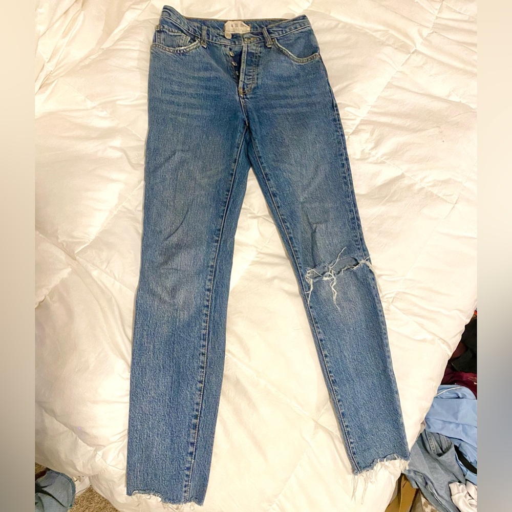 Free people straight jeans with ripped knee
